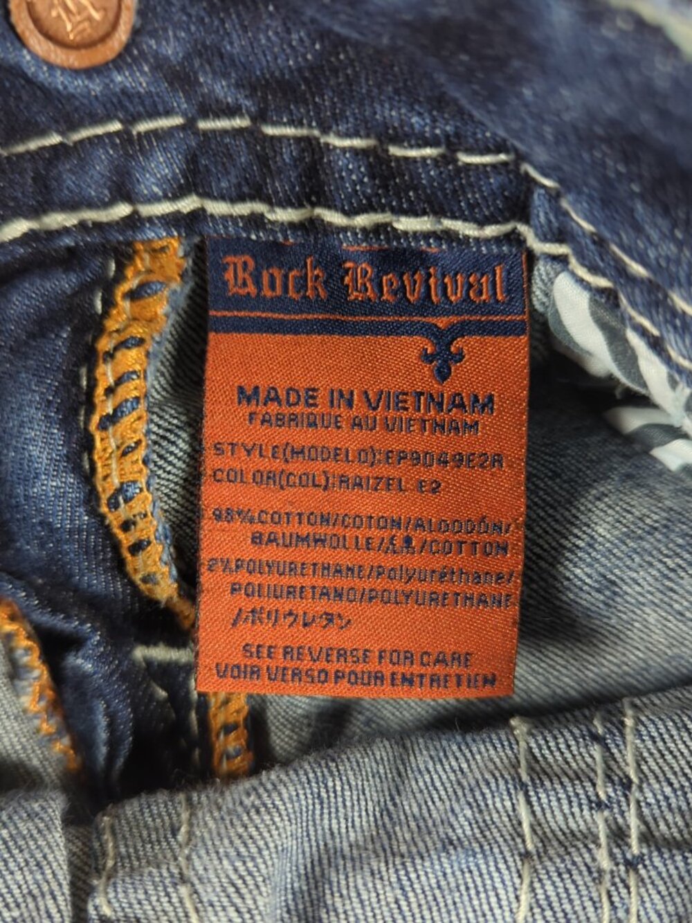 Rock Revival Jeans Women's 26 (Fits 29x28.5) Blue Raizel Easy Boot Thick Stitch - Picture 9 of 11